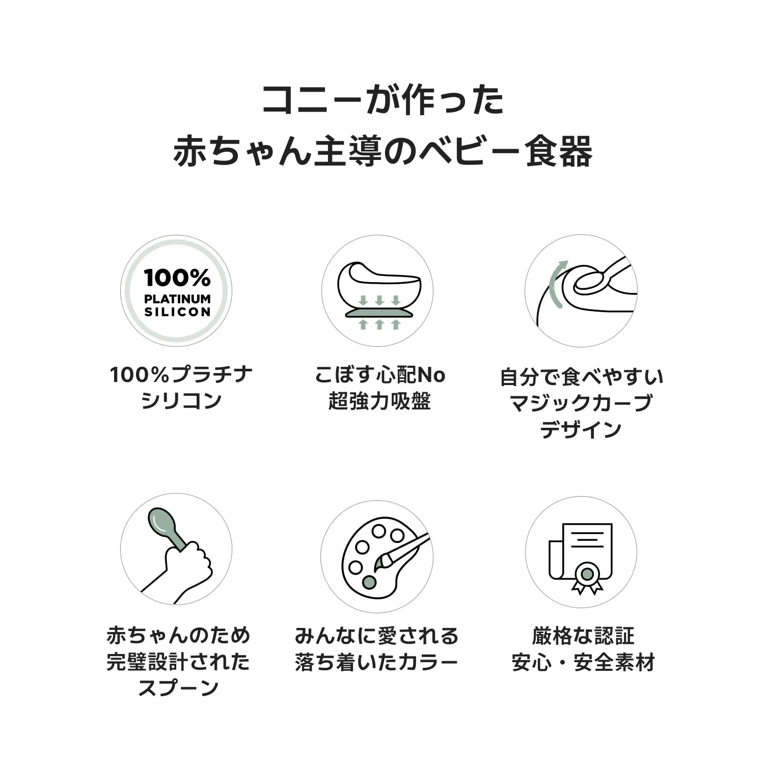 Konny シリコンボウル&スプーンセット ベビー食器 吸盤付き