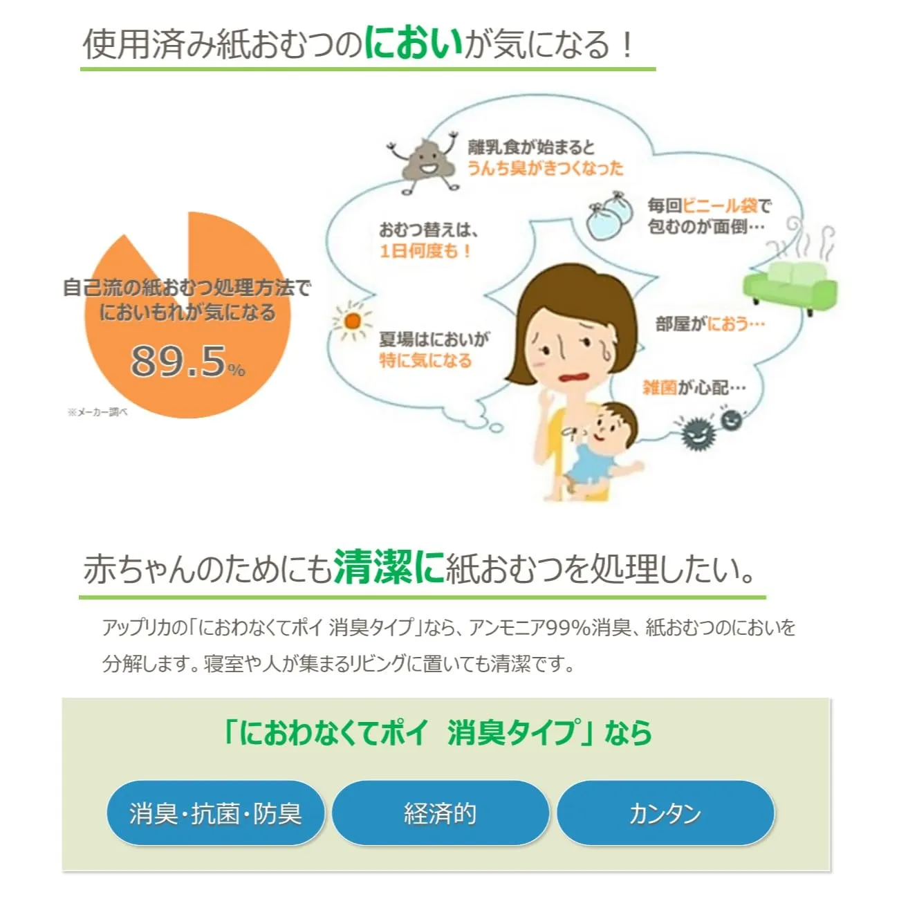 アップリカ におわなくてポイ消臭タイプ専用カセット おむつ処理ポット用